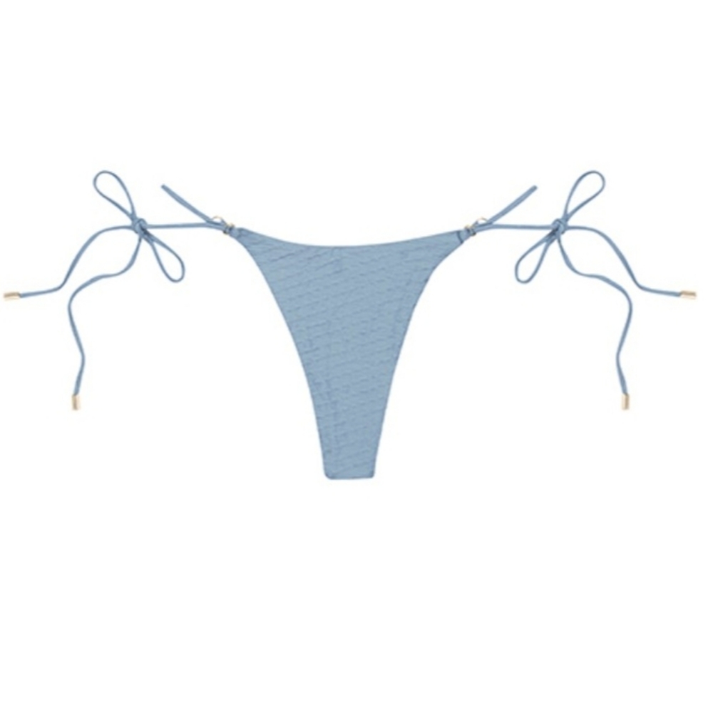 Monday Swimwear Light Blue Ribbed String Bikini - Picture 5 of 7